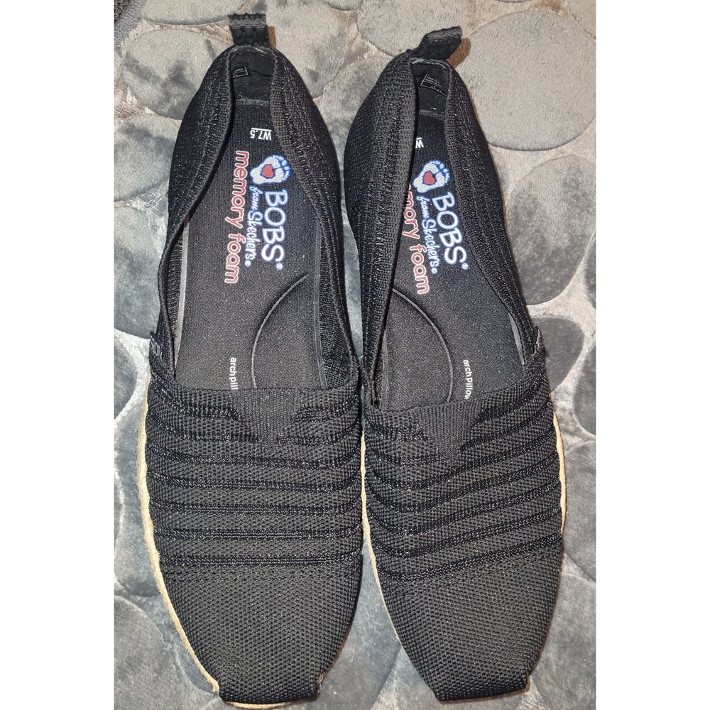 Skechers BOBS Highlights 2.0 Homestretch Black Knit Espadrille Flats Womens 7.5 - Picture 7 of 7